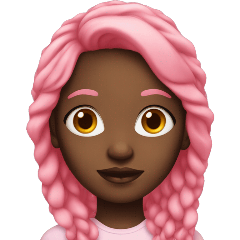 black girl with long pink hair emoji