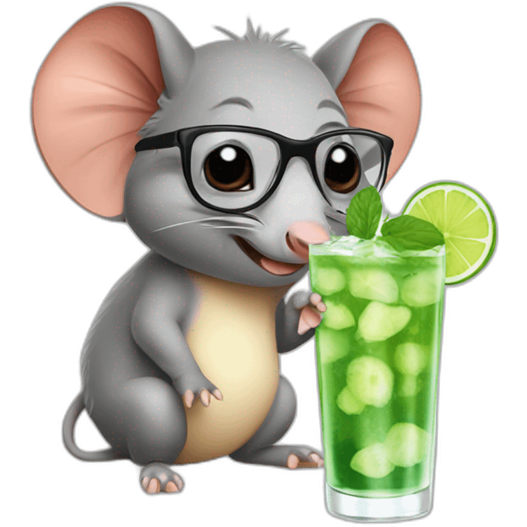 Elephant Shrew with glasses drinking mojito emoji