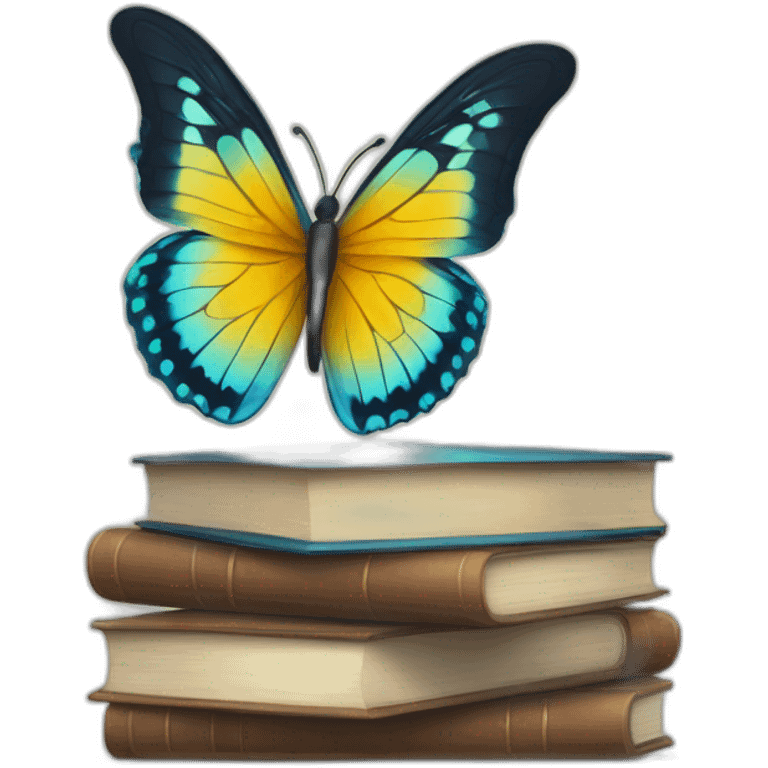 Bule butterfly with books emoji