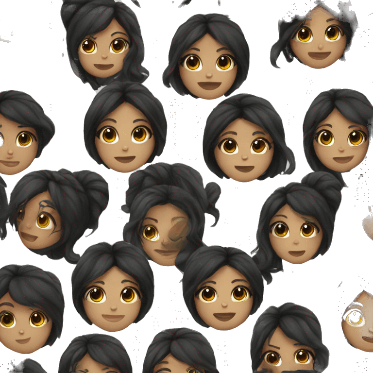 black hair girl with long lashes emoji