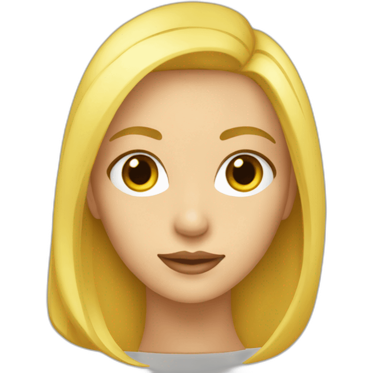 femme aux cheveux blond lisse et au yeux jaune emoji