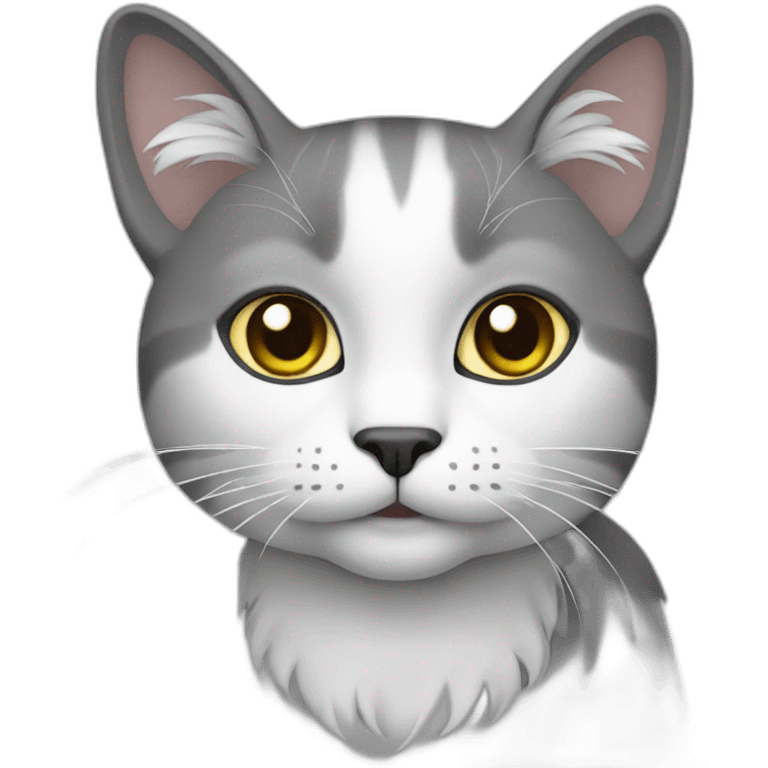 Cat-gray-white emoji