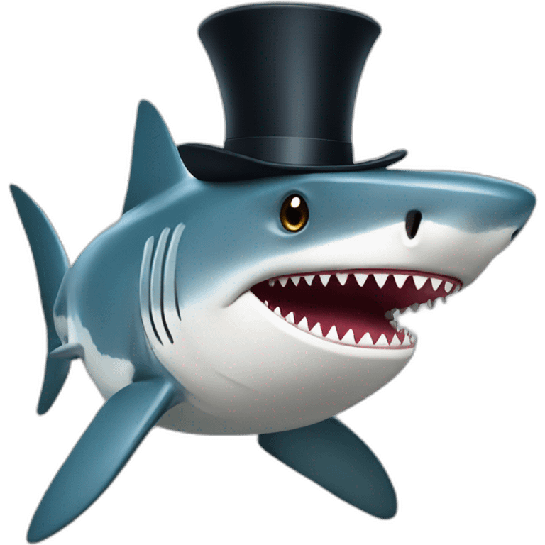 Shark with a top hat emoji