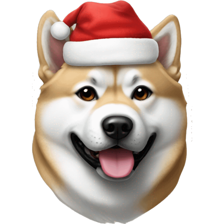 Japanese akita wearing santas hat emoji