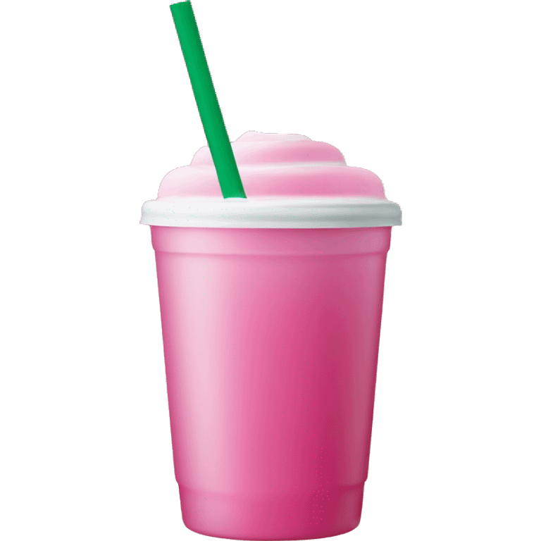 Pink drink with green straw and Starbucks logo emoji