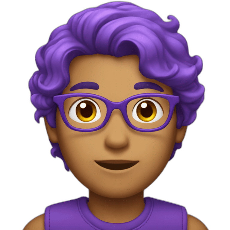 Un garçon avec les cheveux violet en costar violet emoji