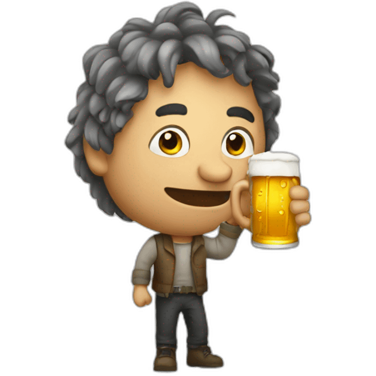 a drunk with beer in hands emoji