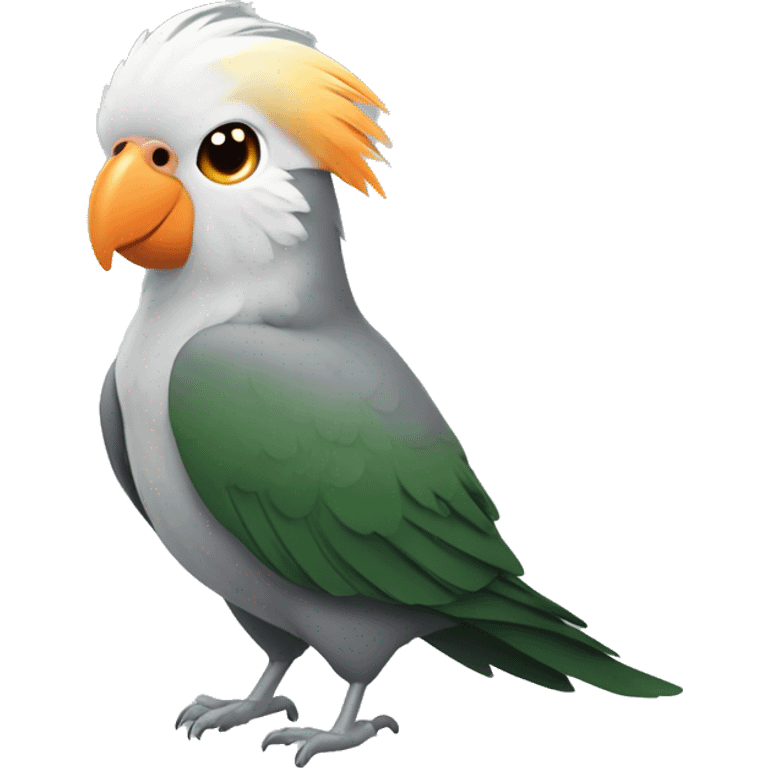 Grey Cockatiel orange cheeks with Dark Green Tail emoji