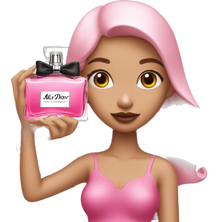 Girl holding pink miss Dior perfume  emoji