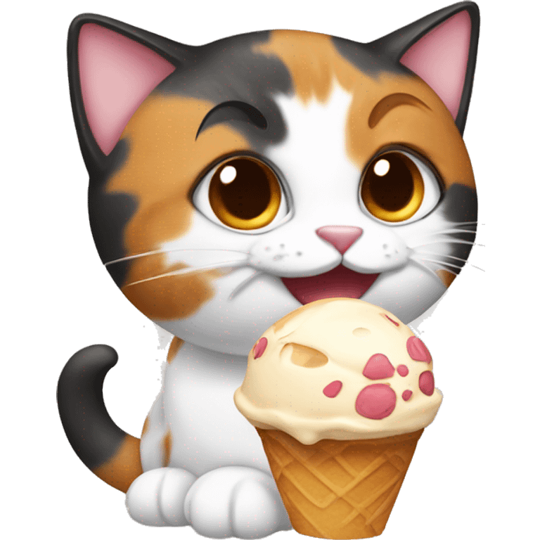 calico cat with icecream  emoji