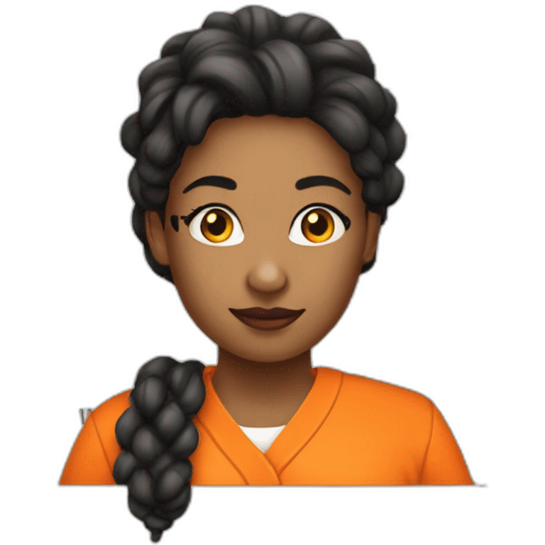 female prisoner in orange jumpsuit mugshot emoji