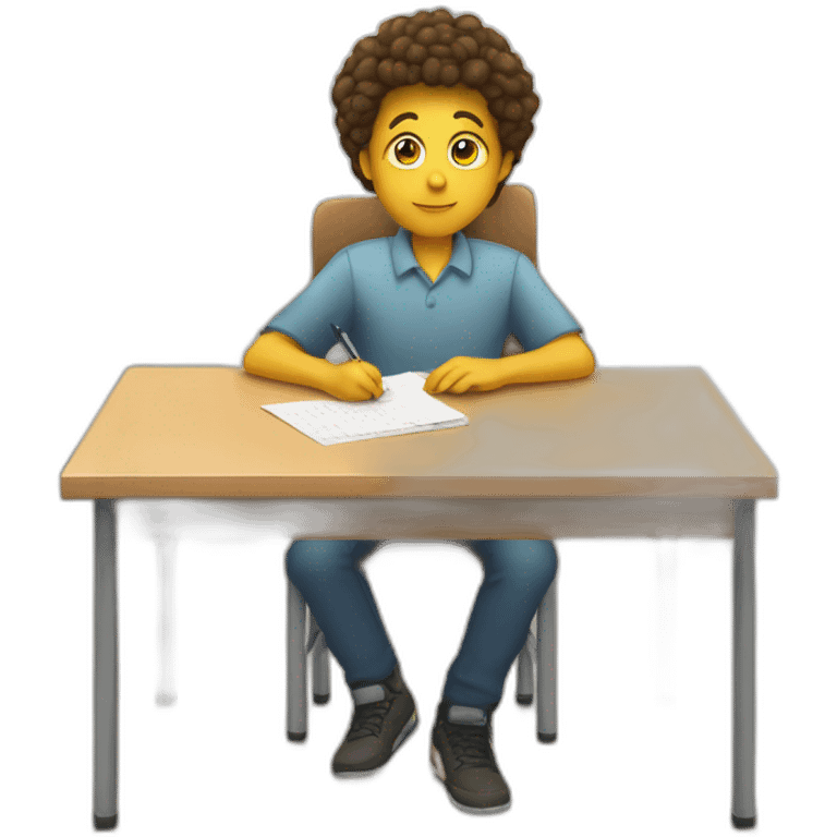 need sitting in a school desk taking an exam emoji