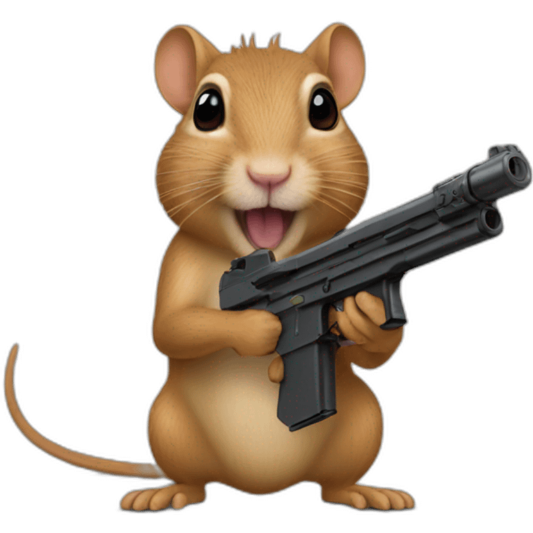 Brown Gerbil with a firearm emoji