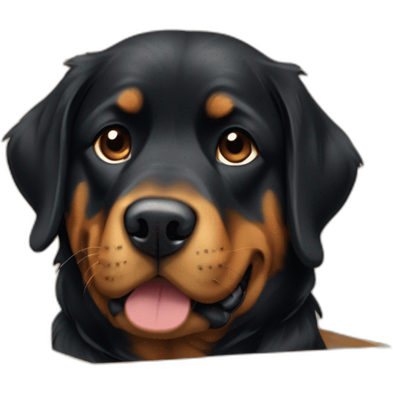 A Rottweiller hugging à golden retriever in box emoji