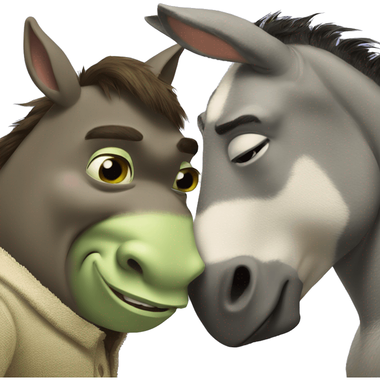 Shrek and donkey snuggling emoji