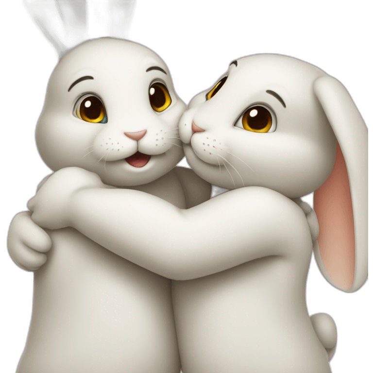 Two rabbits hug each other  emoji