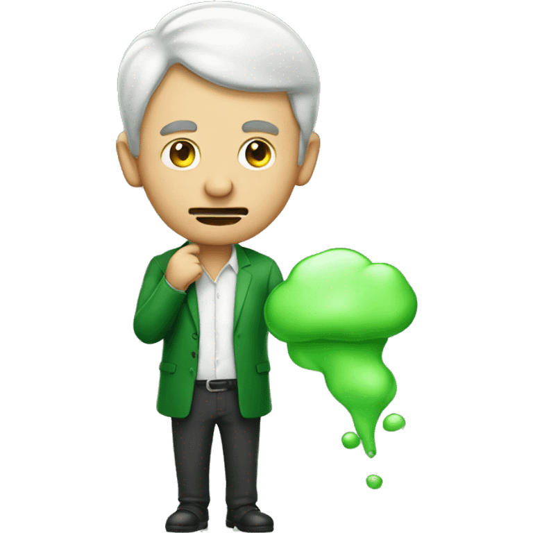 man farting with green wind emoji