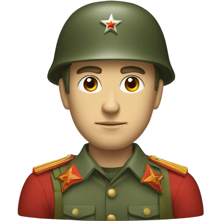 ussr soldier serious with military helmet emoji