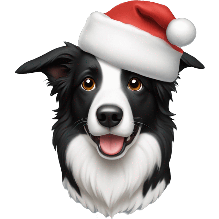 Border collie with Santa hat  emoji