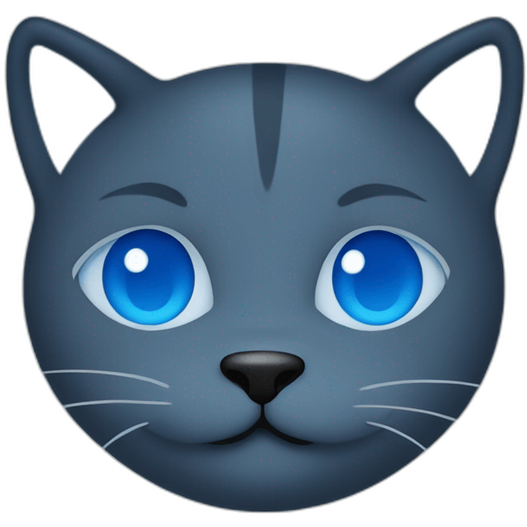 Blue simplistic sketch of a cute cat face emoji