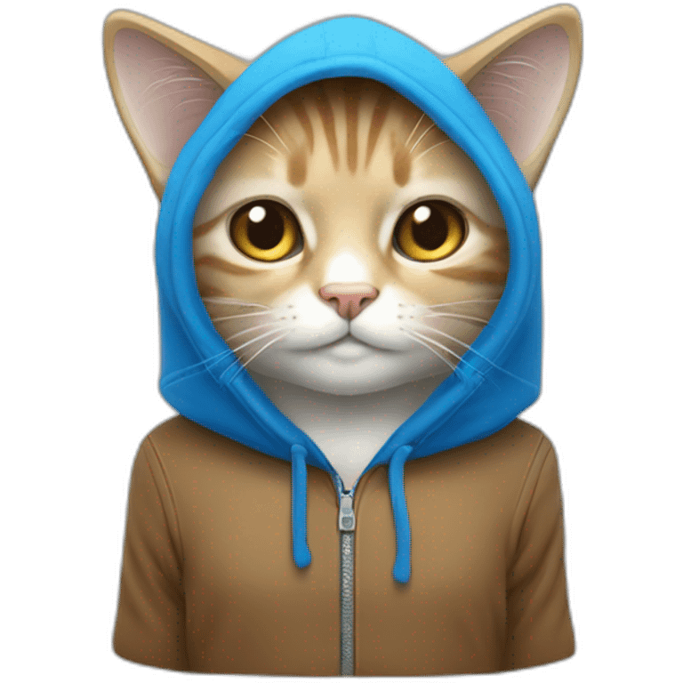 un chat avec une capuche avec reyur bleu est bland emoji