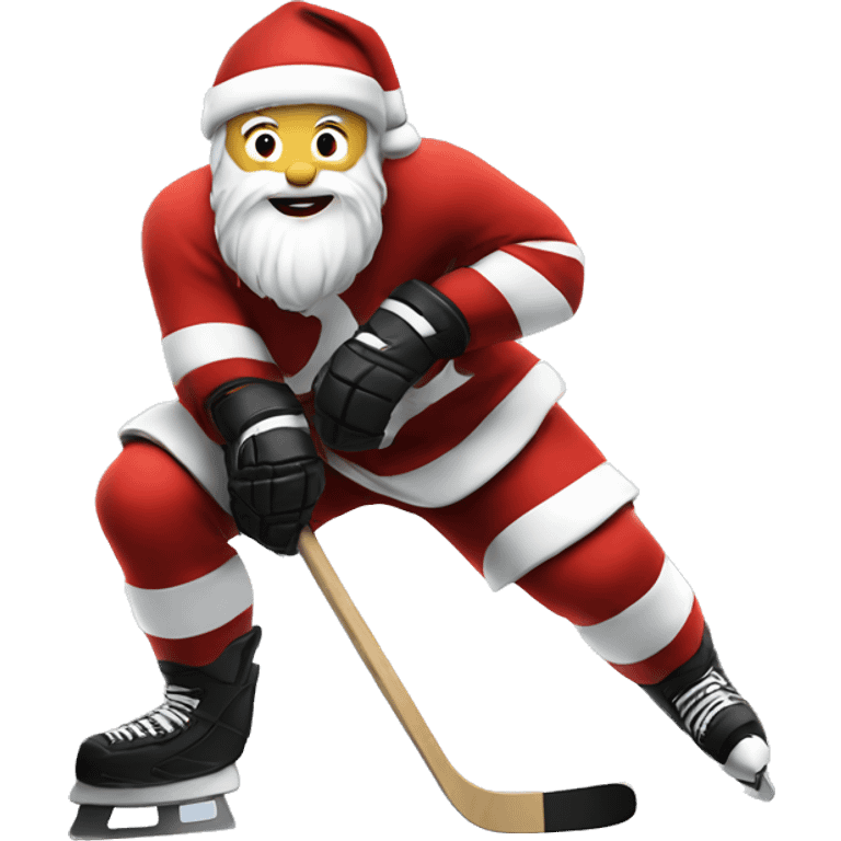 White Santa playing hockey emoji