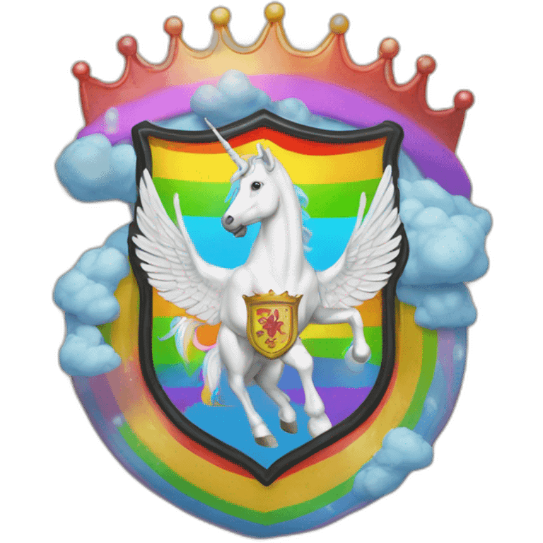 Coat-of-arms-held-by-rainbow-unicorns emoji