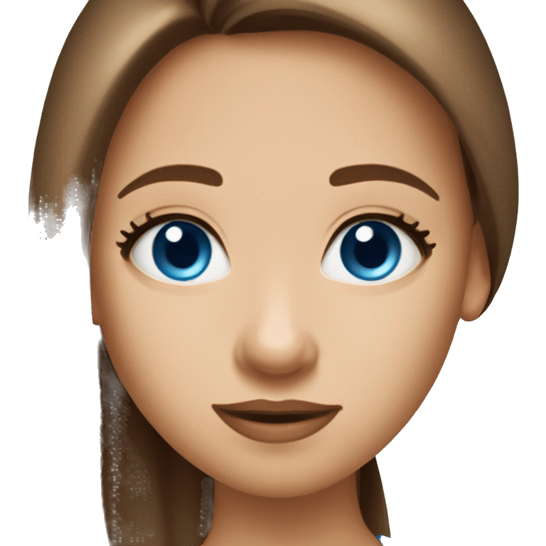 Create an emoji of a girl with brown straight long hair, blue eyes, long lashes , oval face  emoji