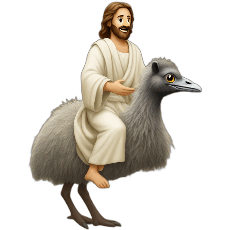 jesus riding an emu emoji