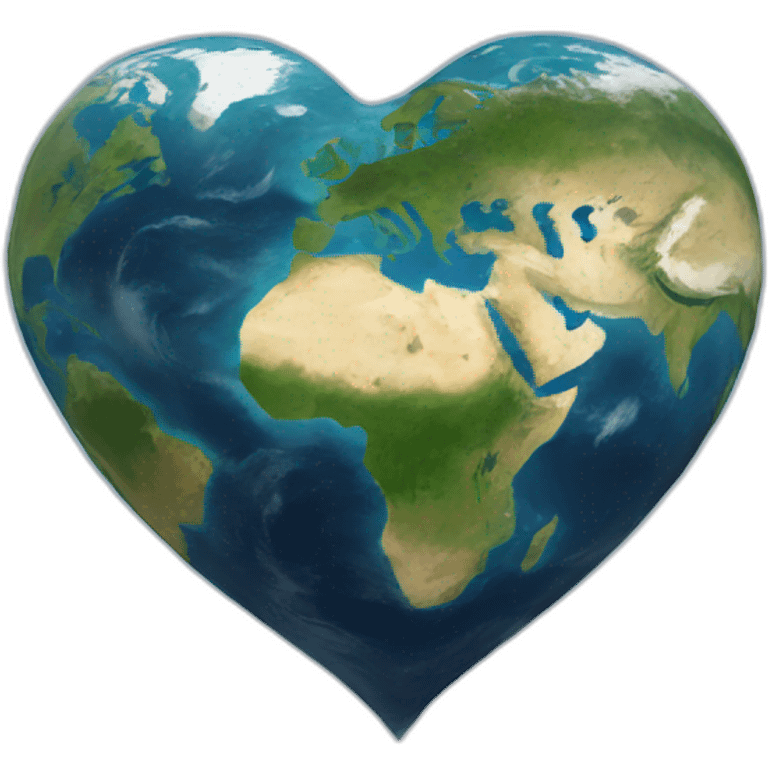 Planet Earth in the Shape of a Heart emoji