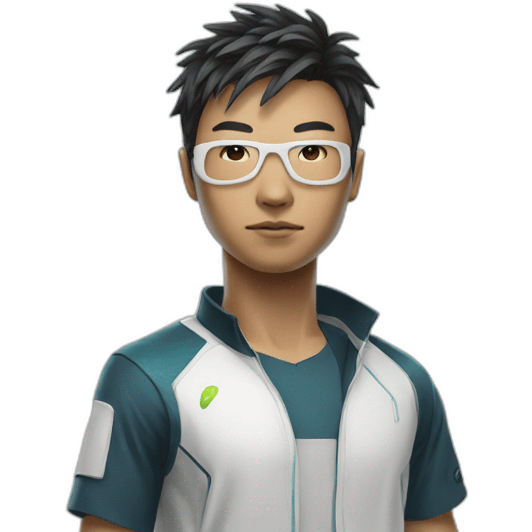 augmented cyberpunk asian dude in tennis uniform emoji