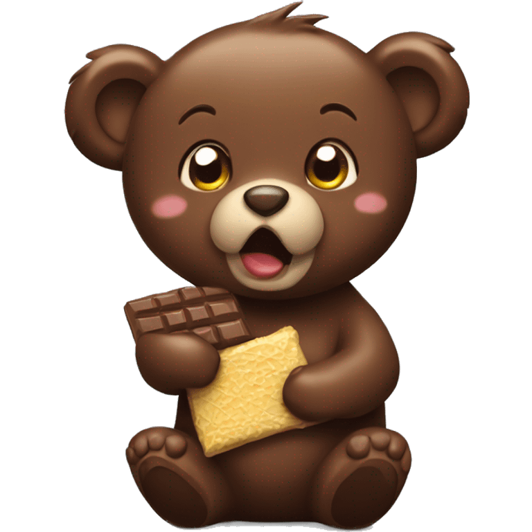 Bear eating chocolate emoji