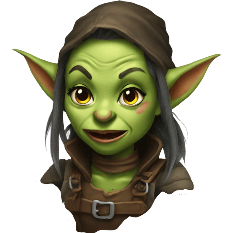 female goblin rogue sticking tongue out emoji