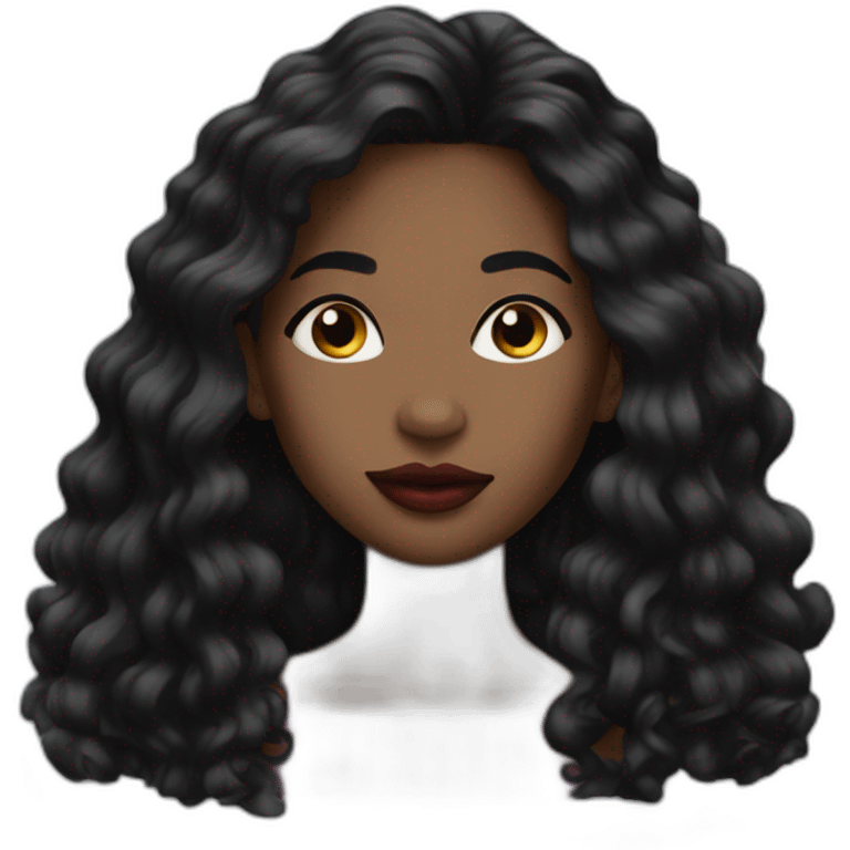 Beautiful Black women long hair lipstick emoji