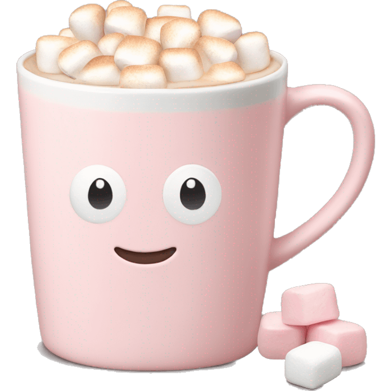 Light Pink mug of latte with marshmallows  emoji