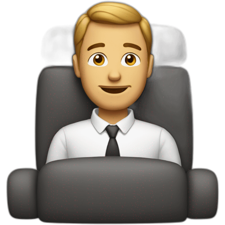 Man seats with iphone emoji