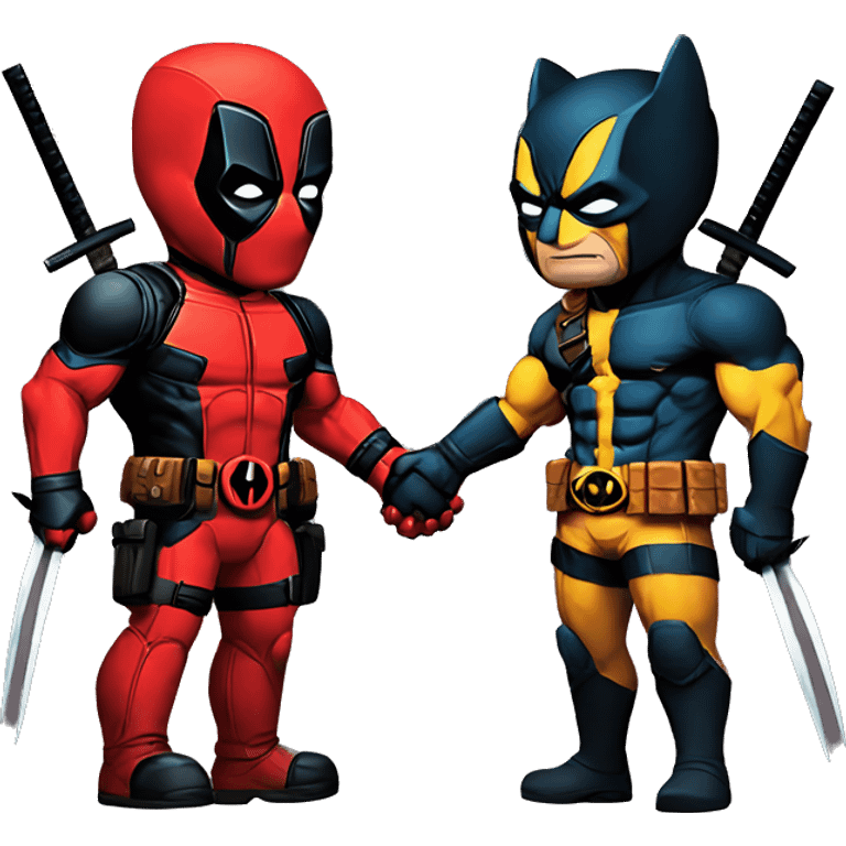 Deadpool and Wolverine holding hands emoji