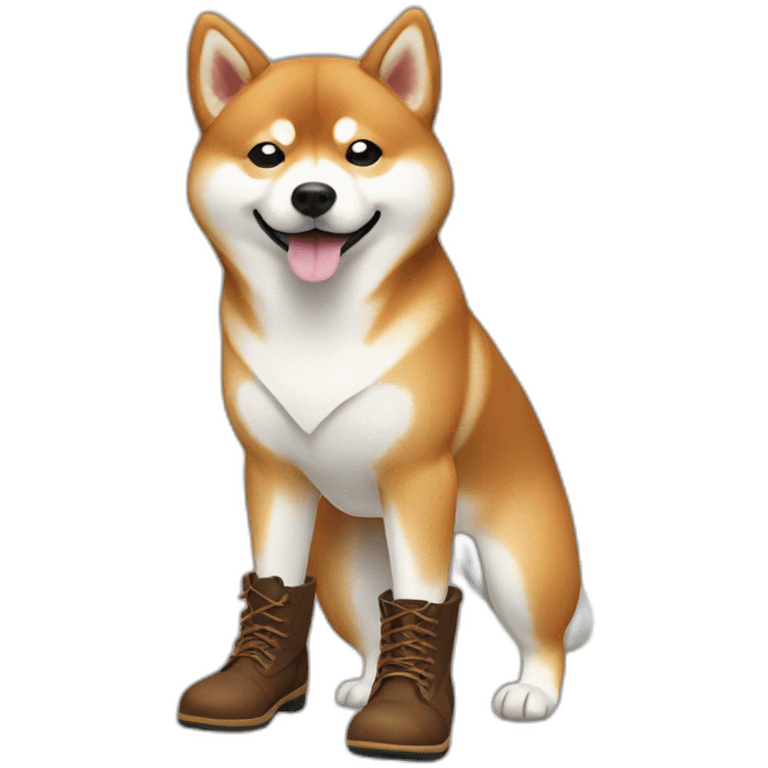 shiba wearing brown boots on all 4 feets emoji