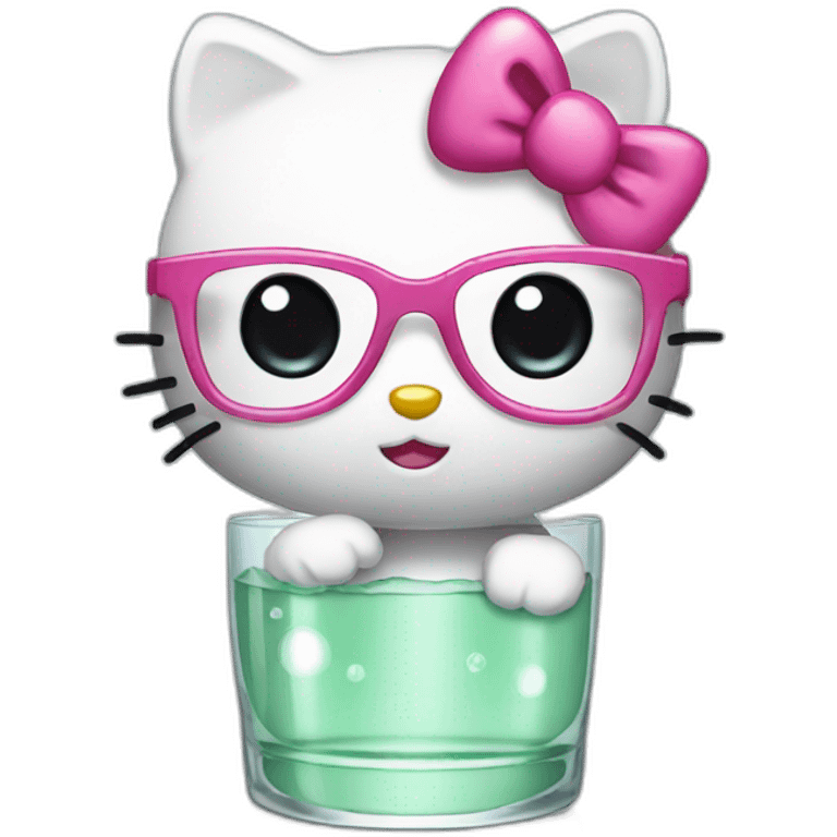 Hello kitty with glass emoji