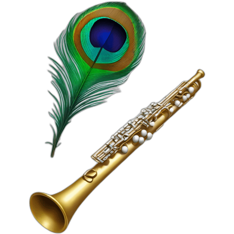 Flute with peacock feather  emoji