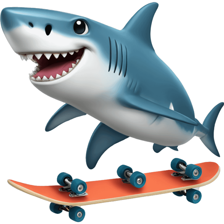 Shark riding a skateboard emoji