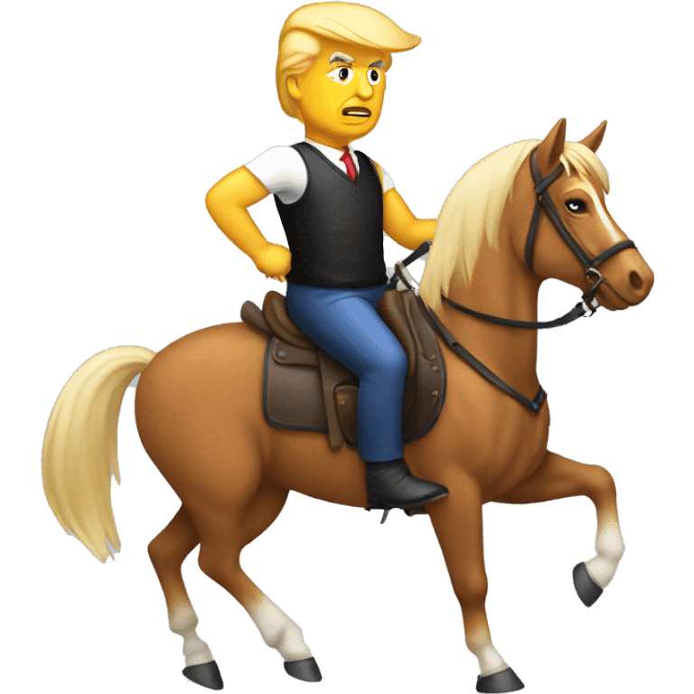 Donald trump wearing tank top while he’s riding a horse emoji