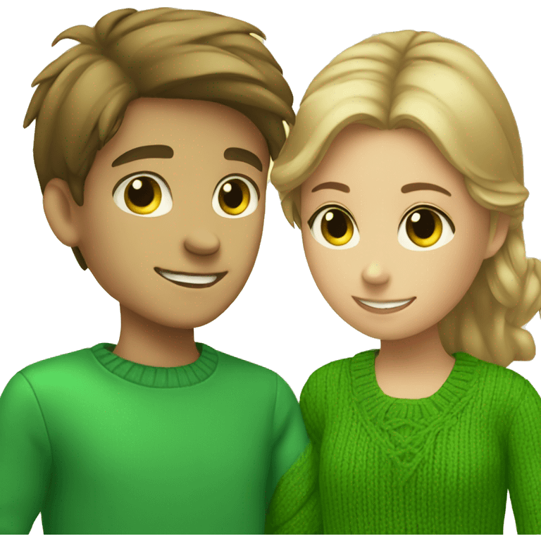 boy giving green sweater to girl emoji