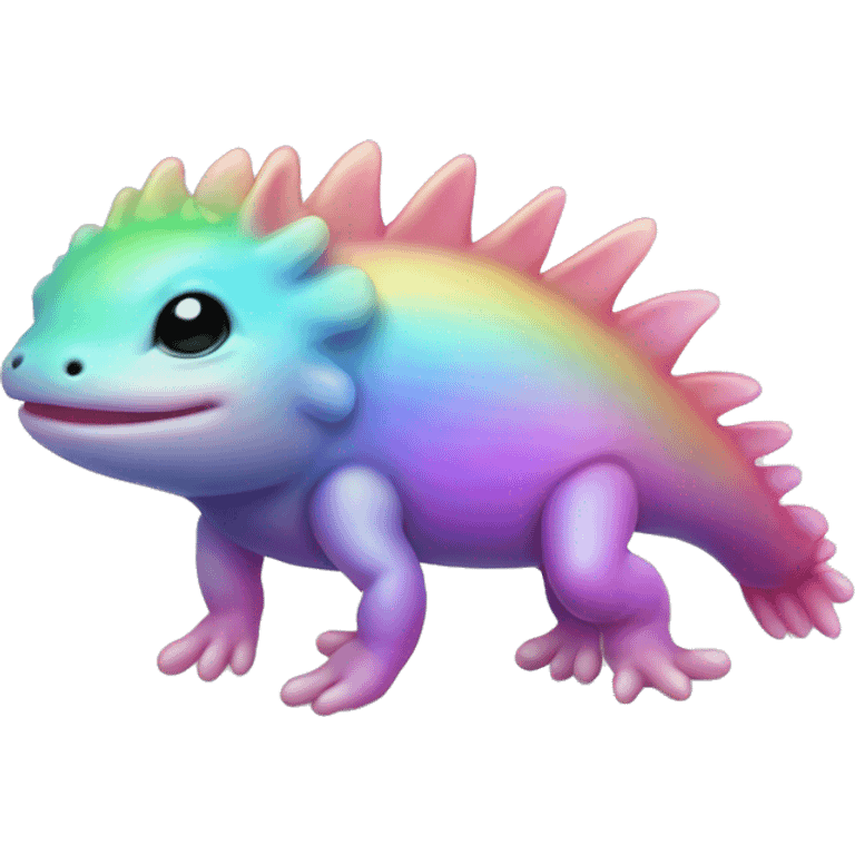 Gradient rainbow shimmery iridescent axolotl full body emoji