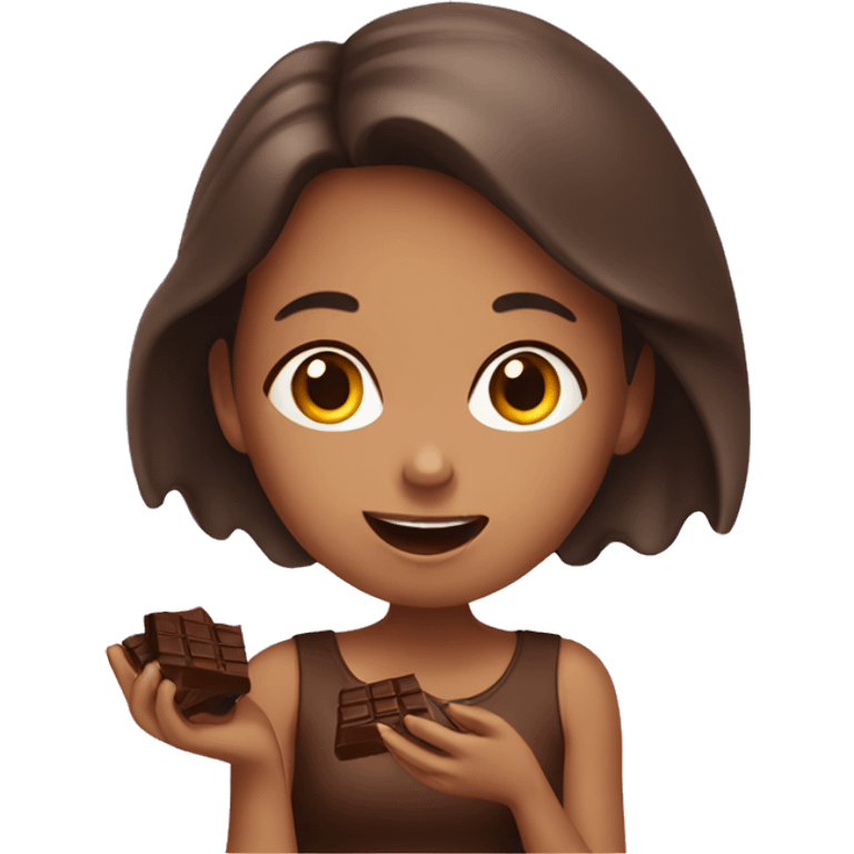 girl eating chocolate emoji