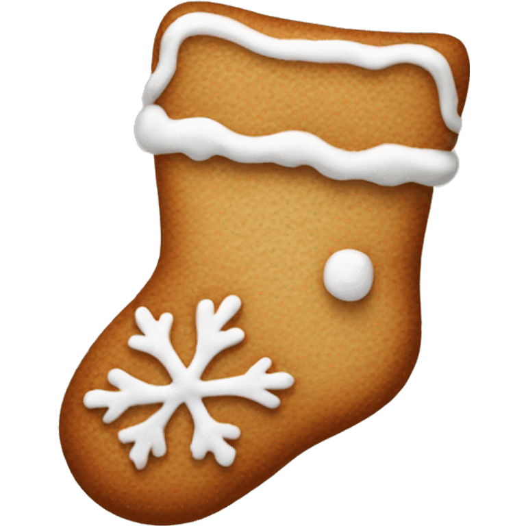 frosted gingerbread cookie shaped like a winter sock emoji