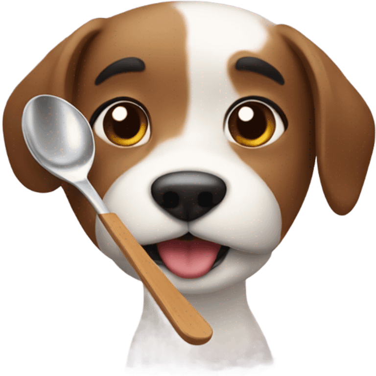 dog holding a spoon emoji