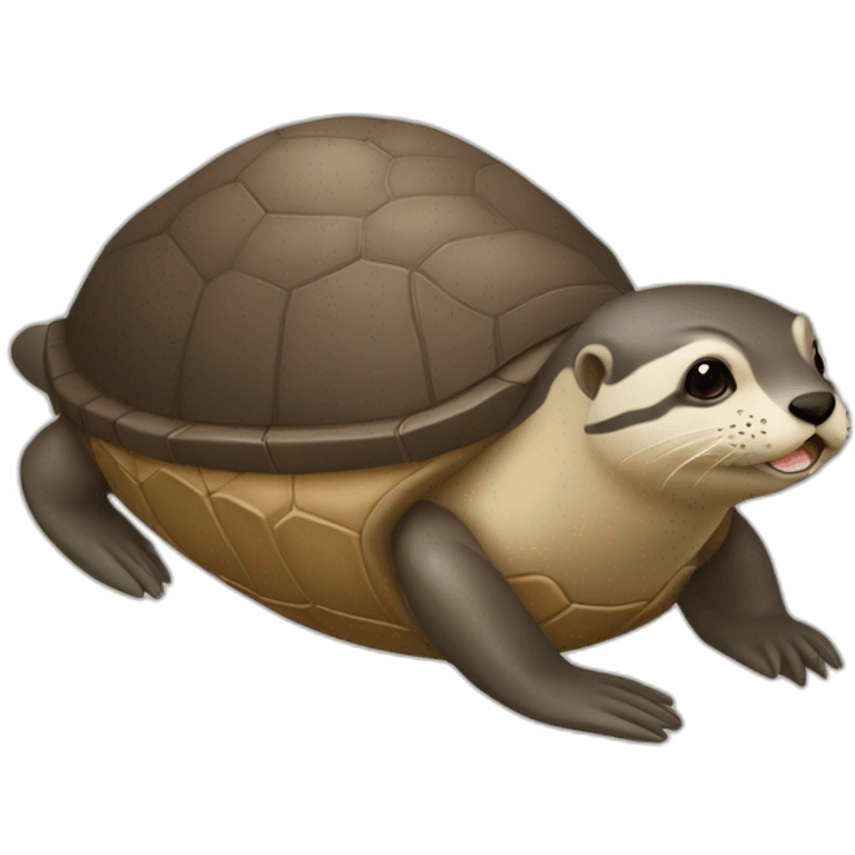 Une loutre sur une tortue emoji