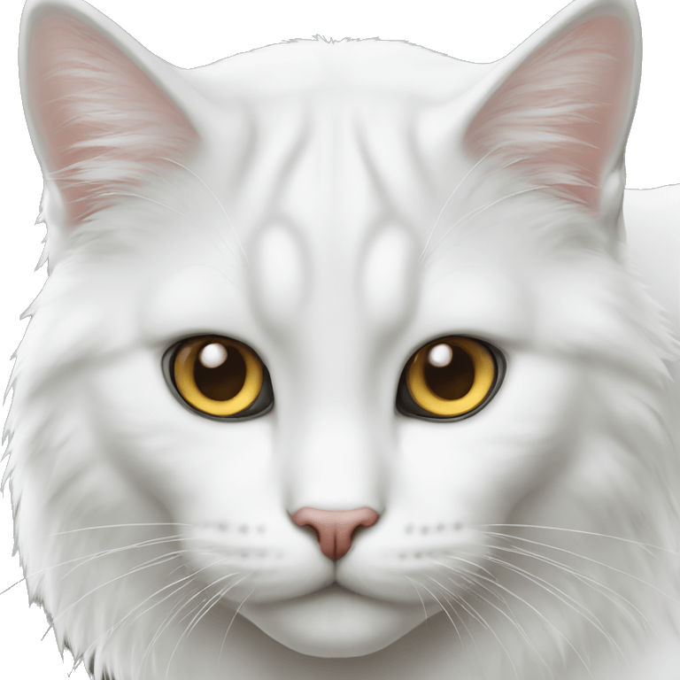 gato branco de olho azul e vesgo emoji