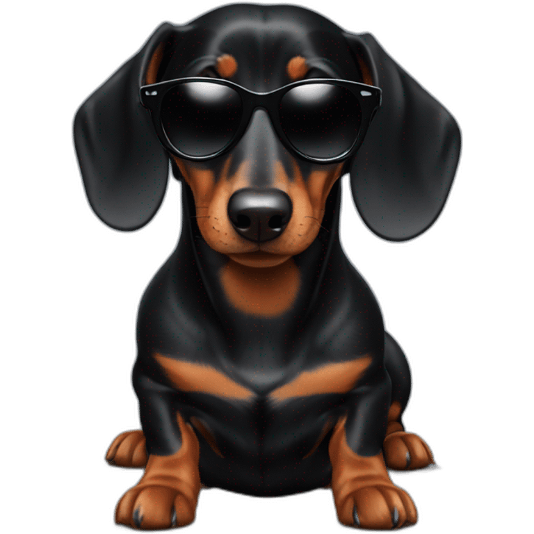 black dachshund with sunglasses emoji